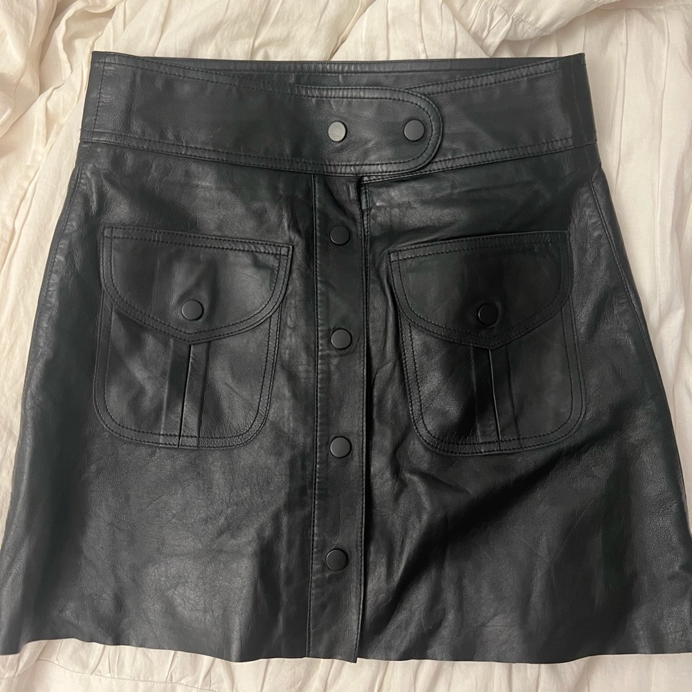 100% lamb leather current Eliot leather skirt